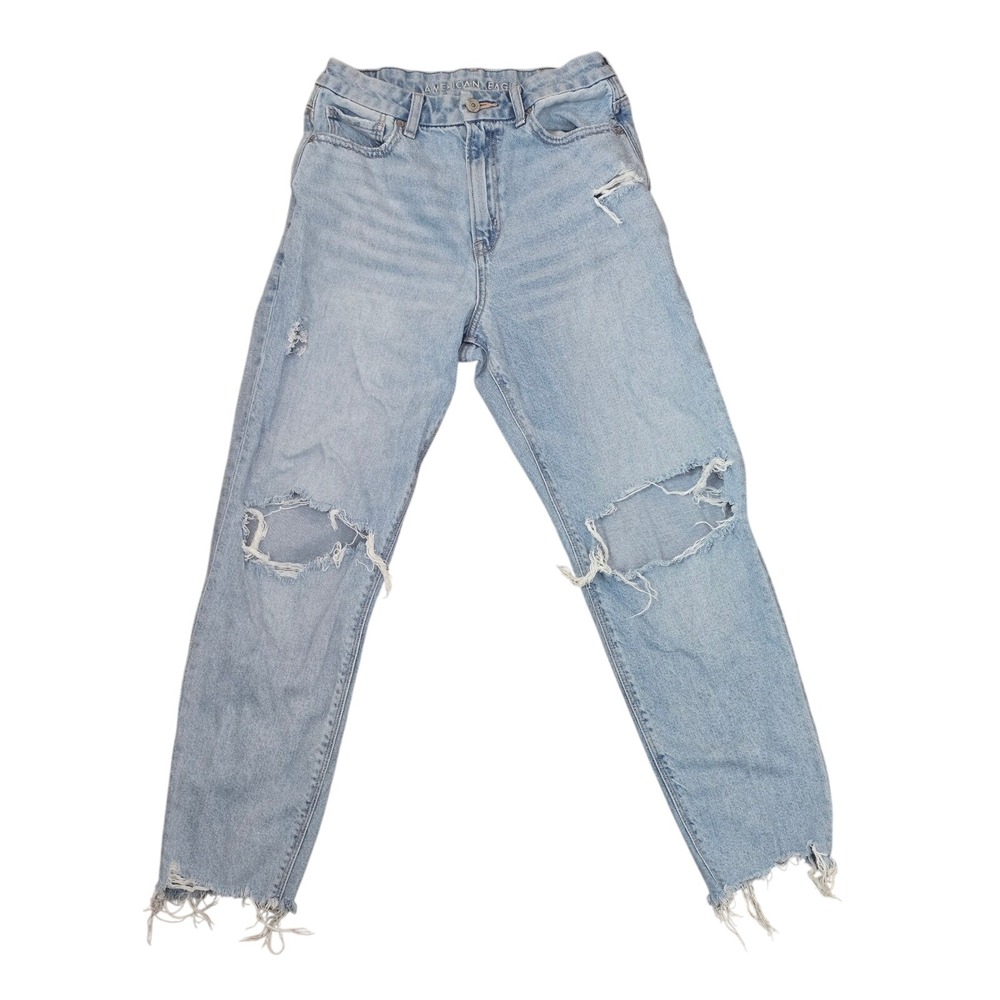 American Eagle Strigid Distressed High Rise Jeans Light Wash 6 Short